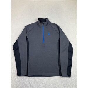 Spyder Pullover Mens Medium Gray 1/4 Zip Long Sleeve Ski Fleece Thermal Top